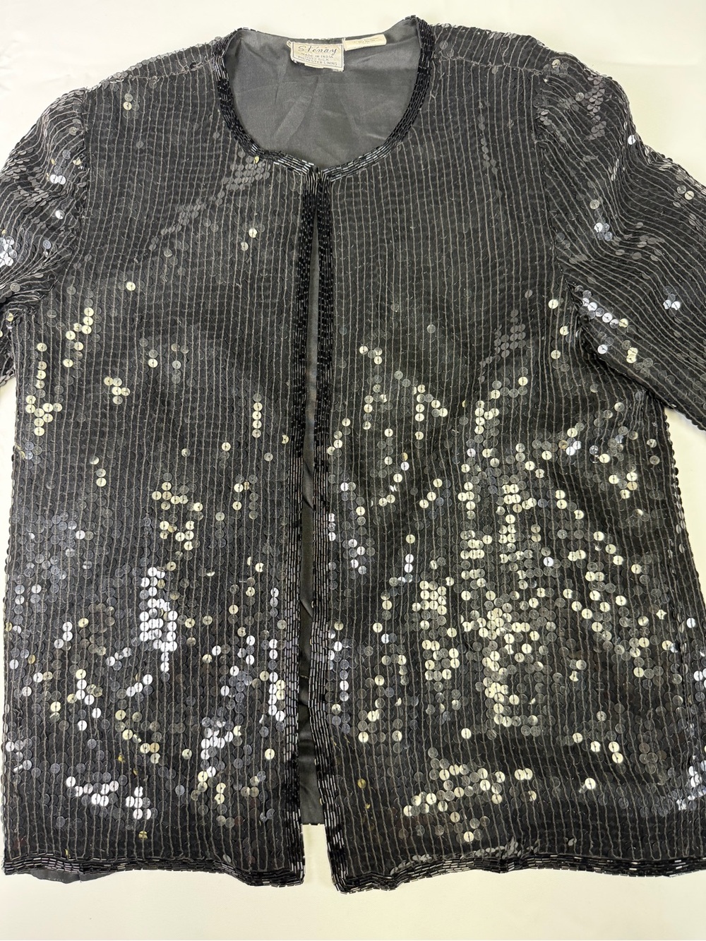 Stunning Stenay Silk and Sequin Vintage Black Jacket - Excellent Quality - Sm - Picture 16 of 16